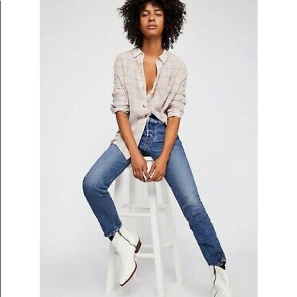 Free People Break My Stripe Plaid Shirt - Picture 2 of 6